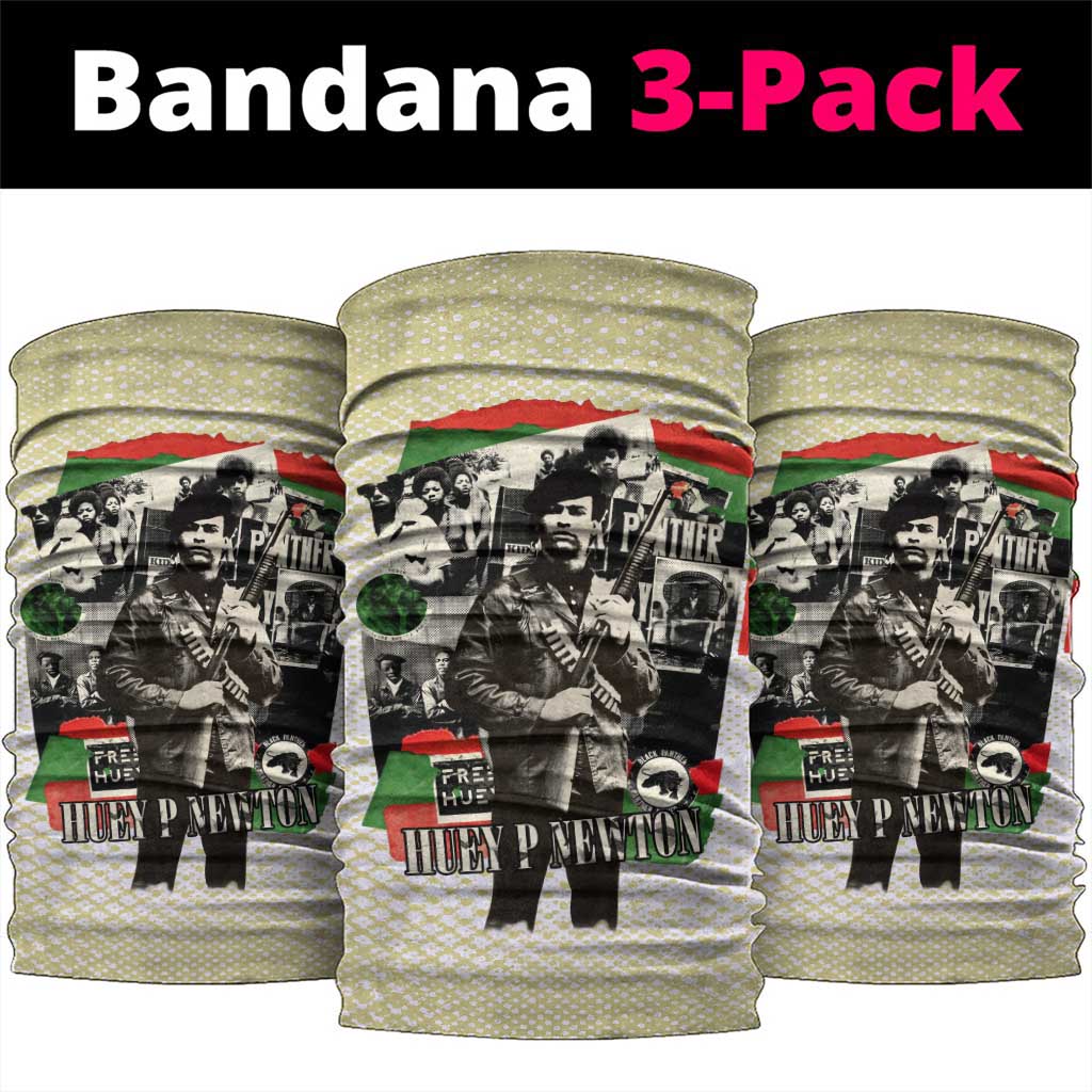 Huey P. Newton Neck Gaiter Black Panther Collage Design Civil Rights Movement Theme Revolutionary Tribute - African Pride