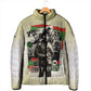 Huey P. Newton Padded Jacket Black Panther Collage Design Civil Rights Movement Theme Revolutionary Tribute - African Pride