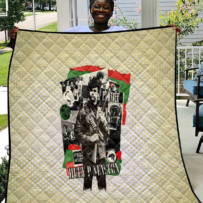 Huey P. Newton Quilt Black Panther Collage Design Civil Rights Movement Theme Revolutionary Tribute - African Pride