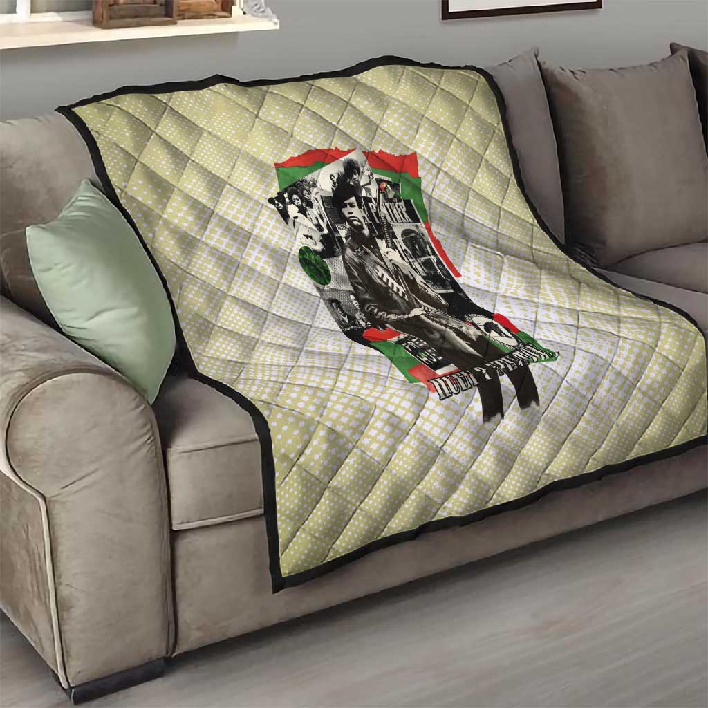 Huey P. Newton Quilt Black Panther Collage Design Civil Rights Movement Theme Revolutionary Tribute - African Pride