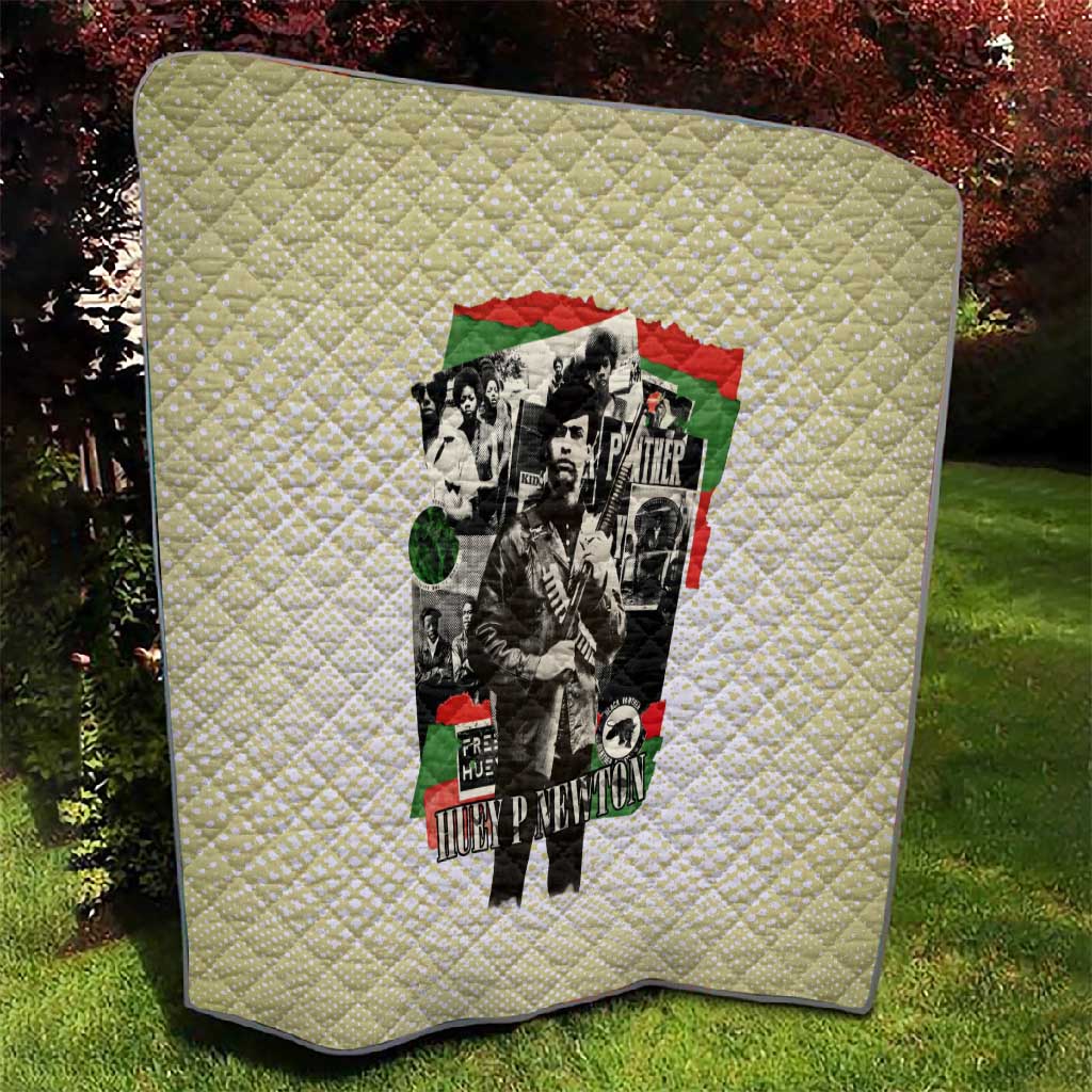 Huey P. Newton Quilt Black Panther Collage Design Civil Rights Movement Theme Revolutionary Tribute - African Pride