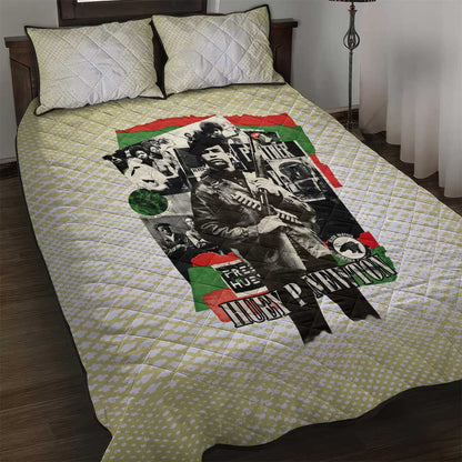 Huey P. Newton Quilt Bed Set Black Panther Collage Design Civil Rights Movement Theme Revolutionary Tribute - African Pride