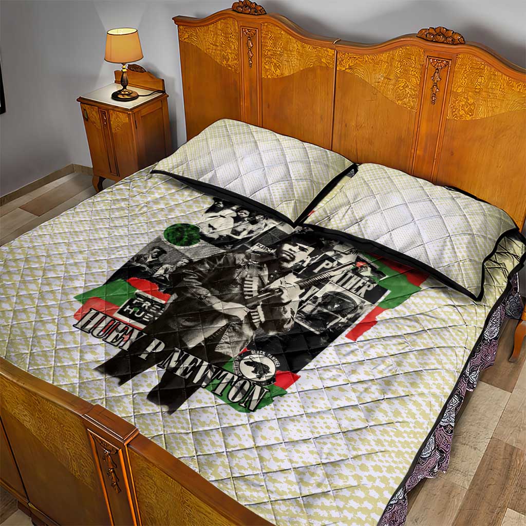 Huey P. Newton Quilt Bed Set Black Panther Collage Design Civil Rights Movement Theme Revolutionary Tribute - African Pride