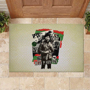 Huey P. Newton Rubber Doormat Black Panther Collage Design Civil Rights Movement Theme Revolutionary Tribute - African Pride