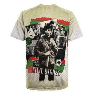 Huey P. Newton Rugby Jersey Black Panther Collage Design Civil Rights Movement Theme Revolutionary Tribute TS04