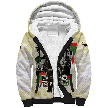 Huey P. Newton Sherpa Hoodie Black Panther Collage Design Civil Rights Movement Theme Revolutionary Tribute - African Pride