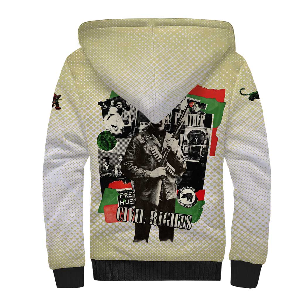Huey P. Newton Sherpa Hoodie Black Panther Collage Design Civil Rights Movement Theme Revolutionary Tribute - African Pride
