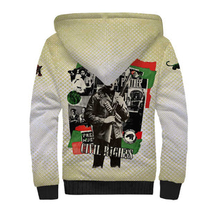 Huey P. Newton Sherpa Hoodie Black Panther Collage Design Civil Rights Movement Theme Revolutionary Tribute - African Pride