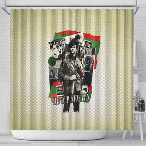 Huey P. Newton Shower Curtain Black Panther Collage Design Civil Rights Movement Theme Revolutionary Tribute - African Pride