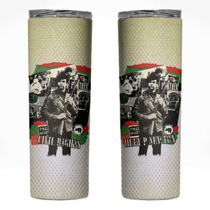 Huey P. Newton Skinny Tumbler Black Panther Collage Design Civil Rights Movement Theme Revolutionary Tribute - African Pride