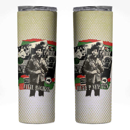 Huey P. Newton Skinny Tumbler Black Panther Collage Design Civil Rights Movement Theme Revolutionary Tribute - African Pride
