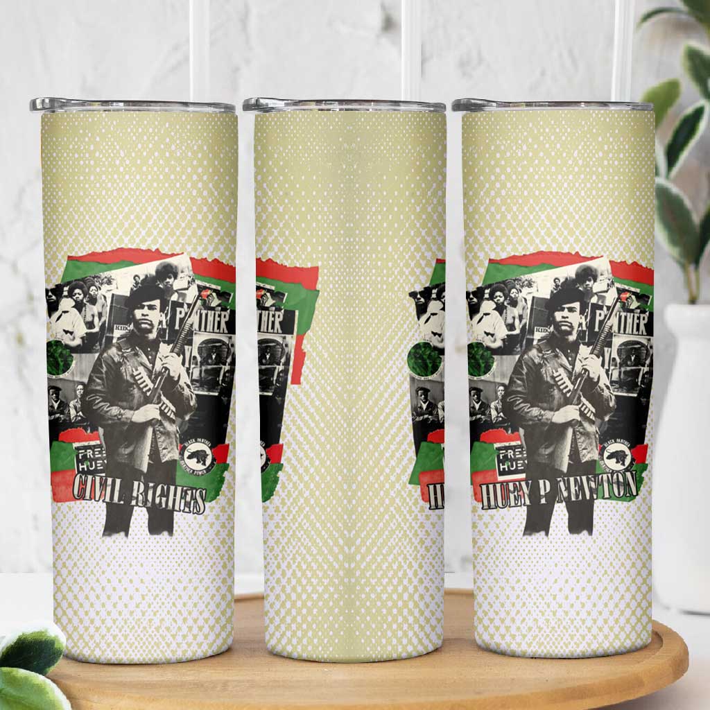 Huey P. Newton Skinny Tumbler Black Panther Collage Design Civil Rights Movement Theme Revolutionary Tribute - African Pride