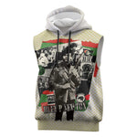 Huey P. Newton Sleeveless Hoodie Black Panther Collage Design Civil Rights Movement Theme Revolutionary Tribute - African Pride