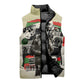 Huey P. Newton Sleeveless Puffer Jacket Black Panther Collage Design Civil Rights Movement Theme Revolutionary Tribute - African Pride