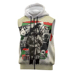 Huey P. Newton Sleeveless Zip Hoodie Black Panther Collage Design Civil Rights Movement Theme Revolutionary Tribute - African Pride