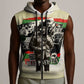 Huey P. Newton Sleeveless Zip Hoodie Black Panther Collage Design Civil Rights Movement Theme Revolutionary Tribute - African Pride