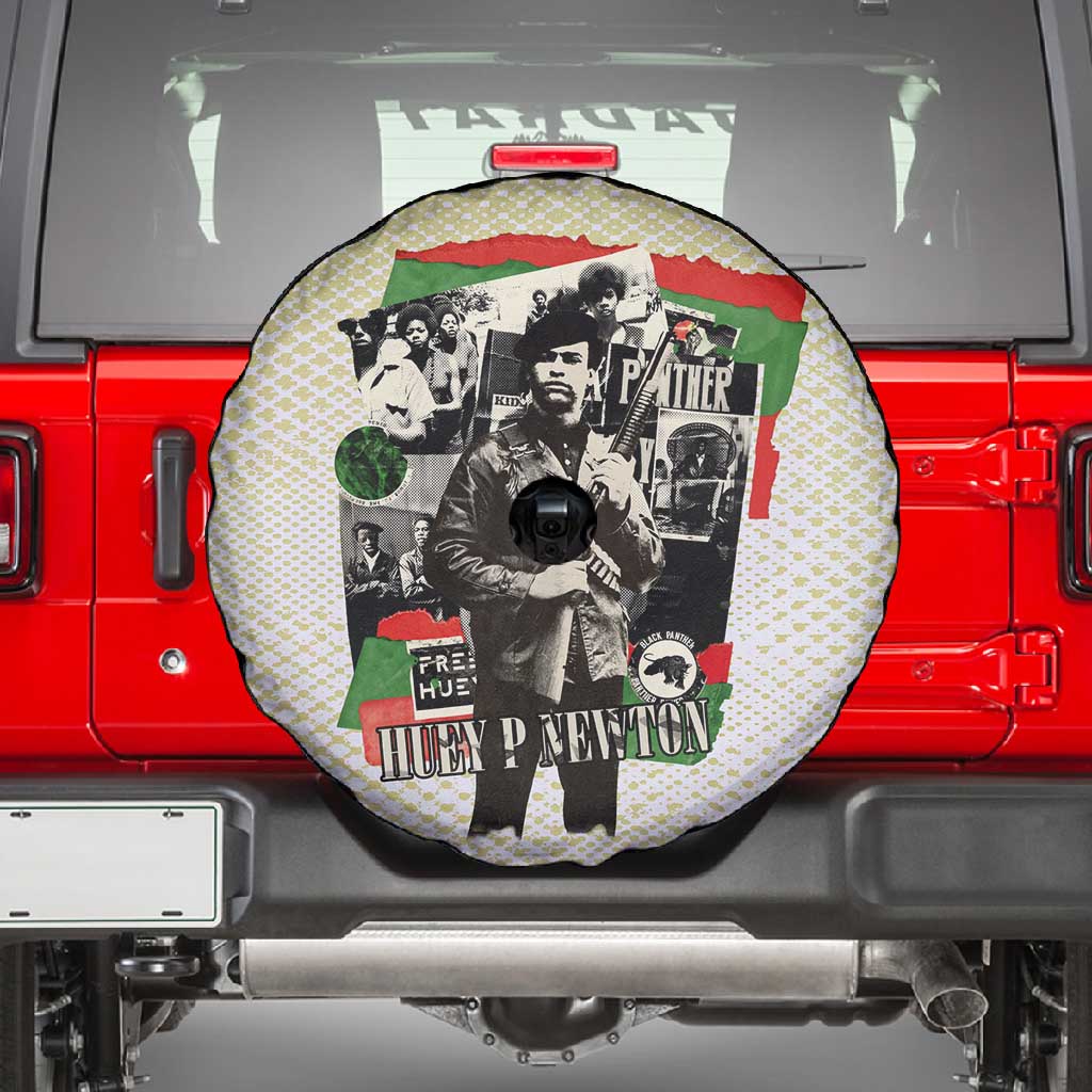 Huey P. Newton Spare Tire Cover Black Panther Collage Design Civil Rights Movement Theme Revolutionary Tribute - African Pride