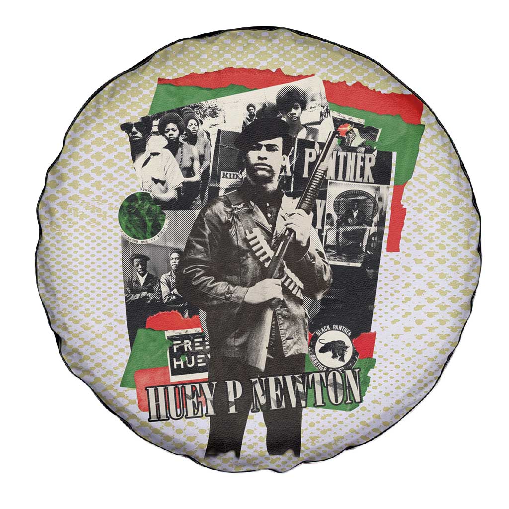 Huey P. Newton Spare Tire Cover Black Panther Collage Design Civil Rights Movement Theme Revolutionary Tribute - African Pride