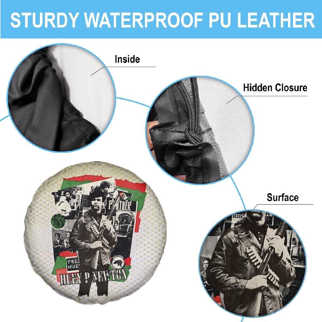 Huey P. Newton Spare Tire Cover Black Panther Collage Design Civil Rights Movement Theme Revolutionary Tribute - African Pride