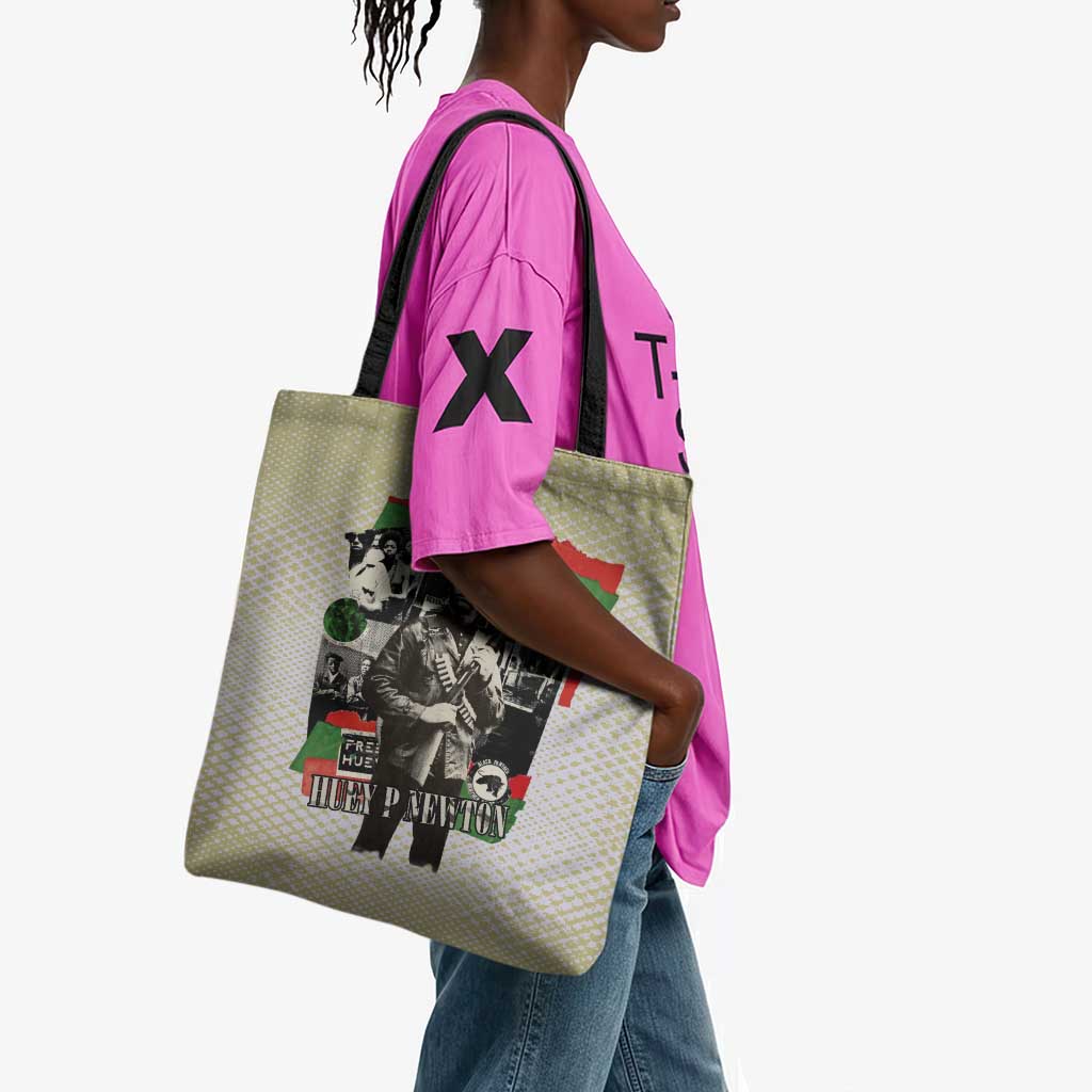 Huey P. Newton Tote Bag Black Panther Collage Design Civil Rights Movement Theme Revolutionary Tribute - African Pride