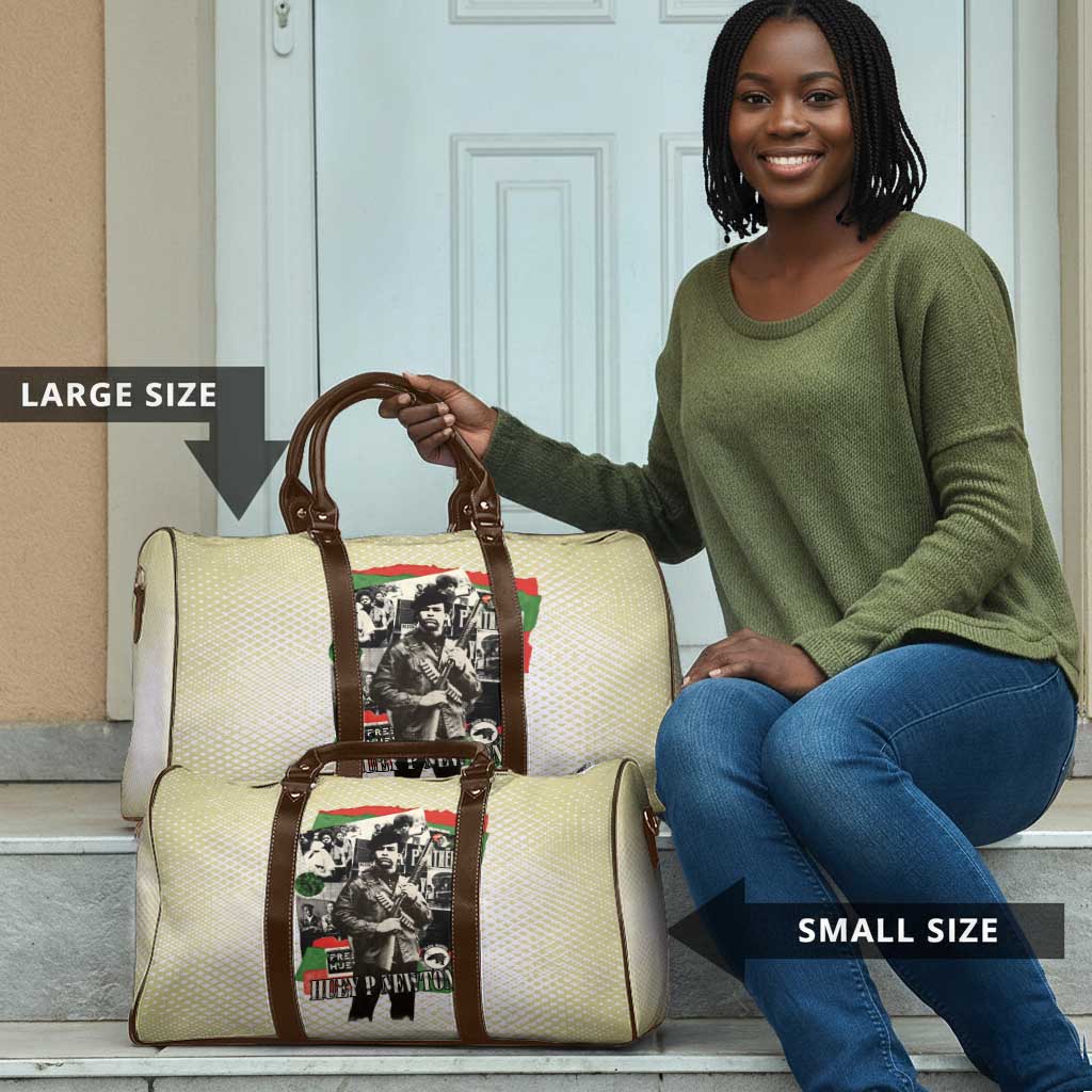 Huey P. Newton Travel Bag Black Panther Collage Design Civil Rights Movement Theme Revolutionary Tribute - African Pride