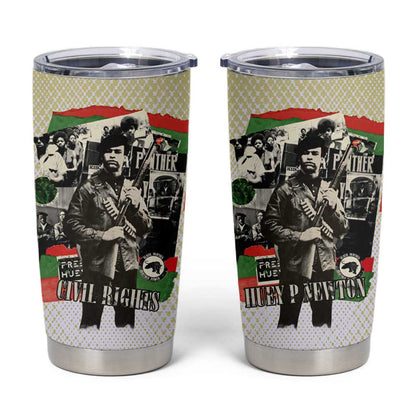 Huey P. Newton Tumbler Cup Black Panther Collage Design Civil Rights Movement Theme Revolutionary Tribute - African Pride