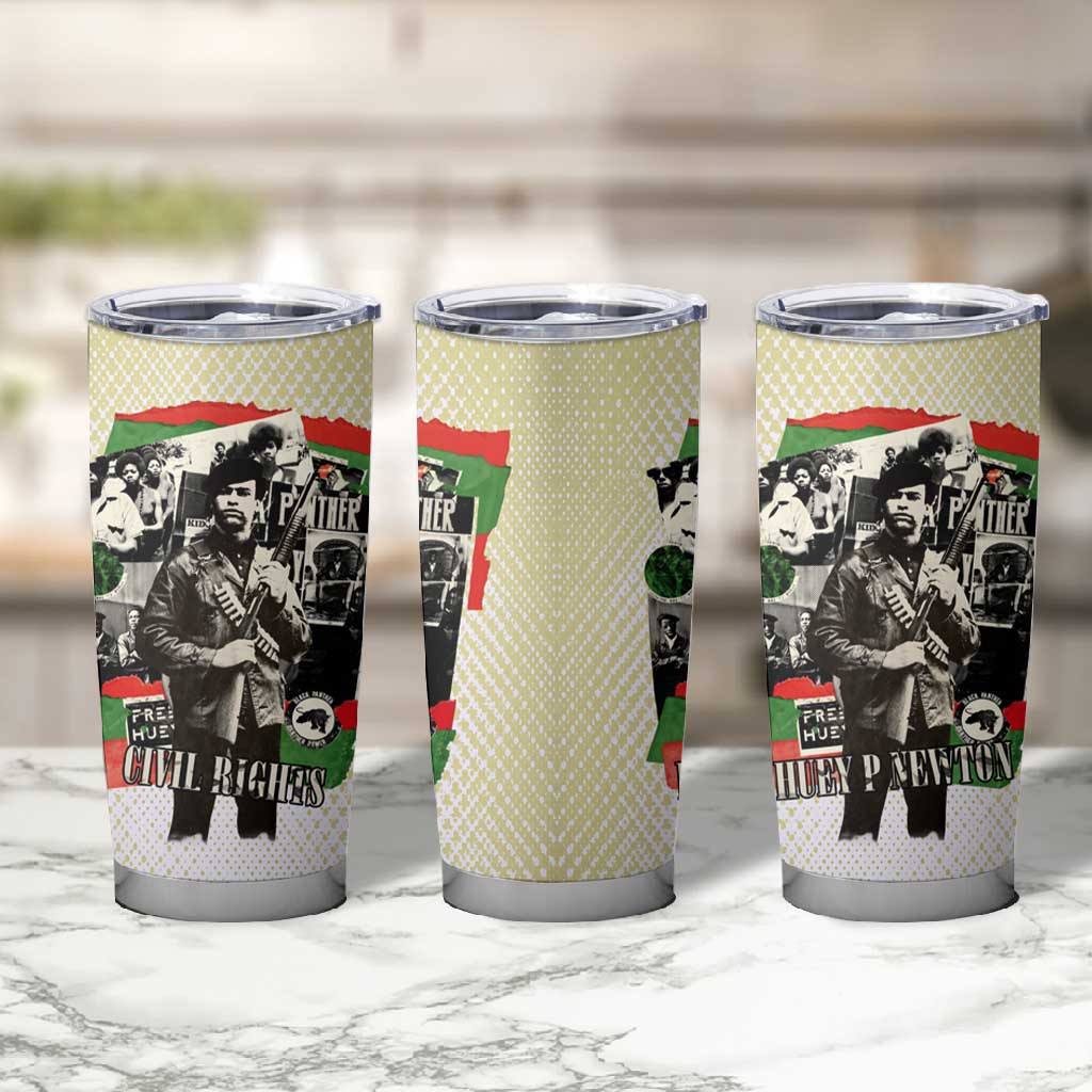 Huey P. Newton Tumbler Cup Black Panther Collage Design Civil Rights Movement Theme Revolutionary Tribute - African Pride