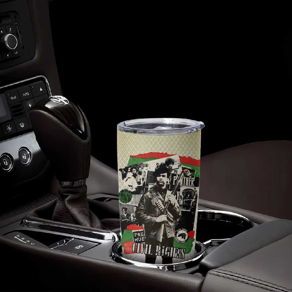 Huey P. Newton Tumbler Cup Black Panther Collage Design Civil Rights Movement Theme Revolutionary Tribute - African Pride