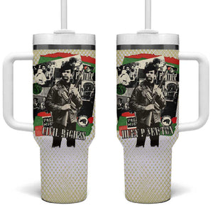 Huey P. Newton Tumbler With Handle Black Panther Collage Design Civil Rights Movement Theme Revolutionary Tribute - African Pride