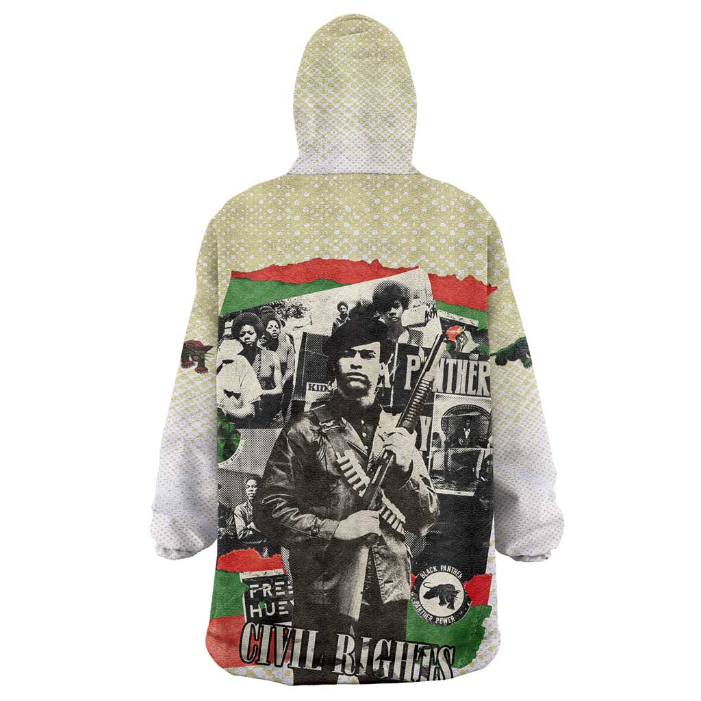 Huey P. Newton Wearable Blanket Hoodie Black Panther Collage Design Civil Rights Movement Theme Revolutionary Tribute - African Pride