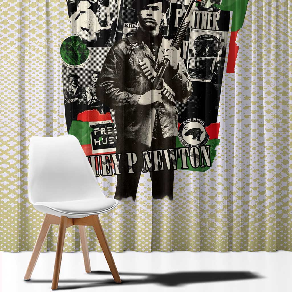 Huey P. Newton Window Curtain Black Panther Collage Design Civil Rights Movement Theme Revolutionary Tribute - African Pride