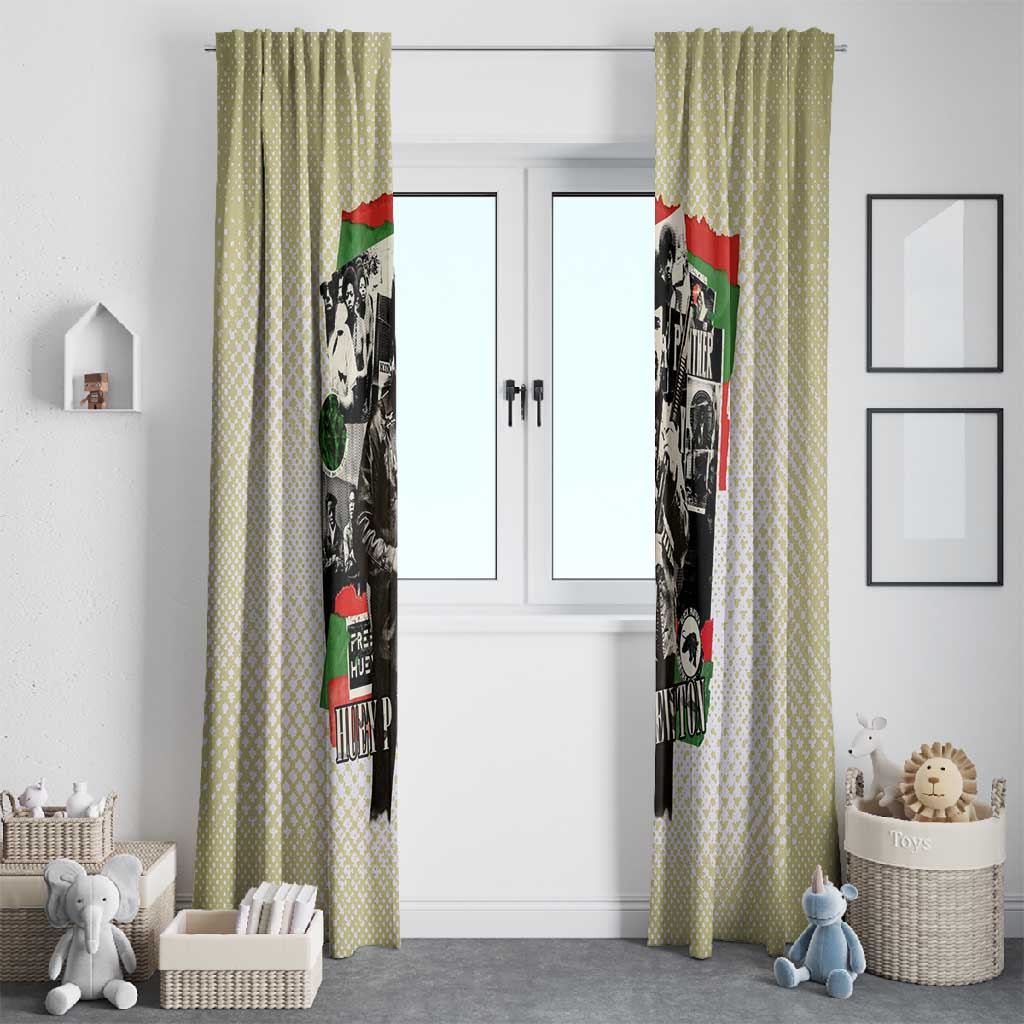 Huey P. Newton Window Curtain Black Panther Collage Design Civil Rights Movement Theme Revolutionary Tribute - African Pride