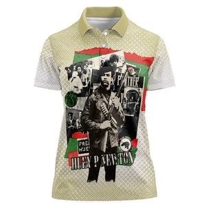 Huey P. Newton Women Polo Shirt Black Panther Collage Design Civil Rights Movement Theme Revolutionary Tribute TS04