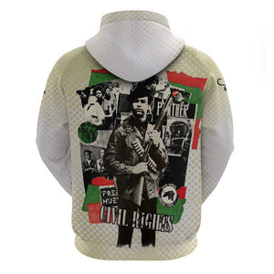 Huey P. Newton Zip Hoodie Black Panther Collage Design Civil Rights Movement Theme Revolutionary Tribute - African Pride