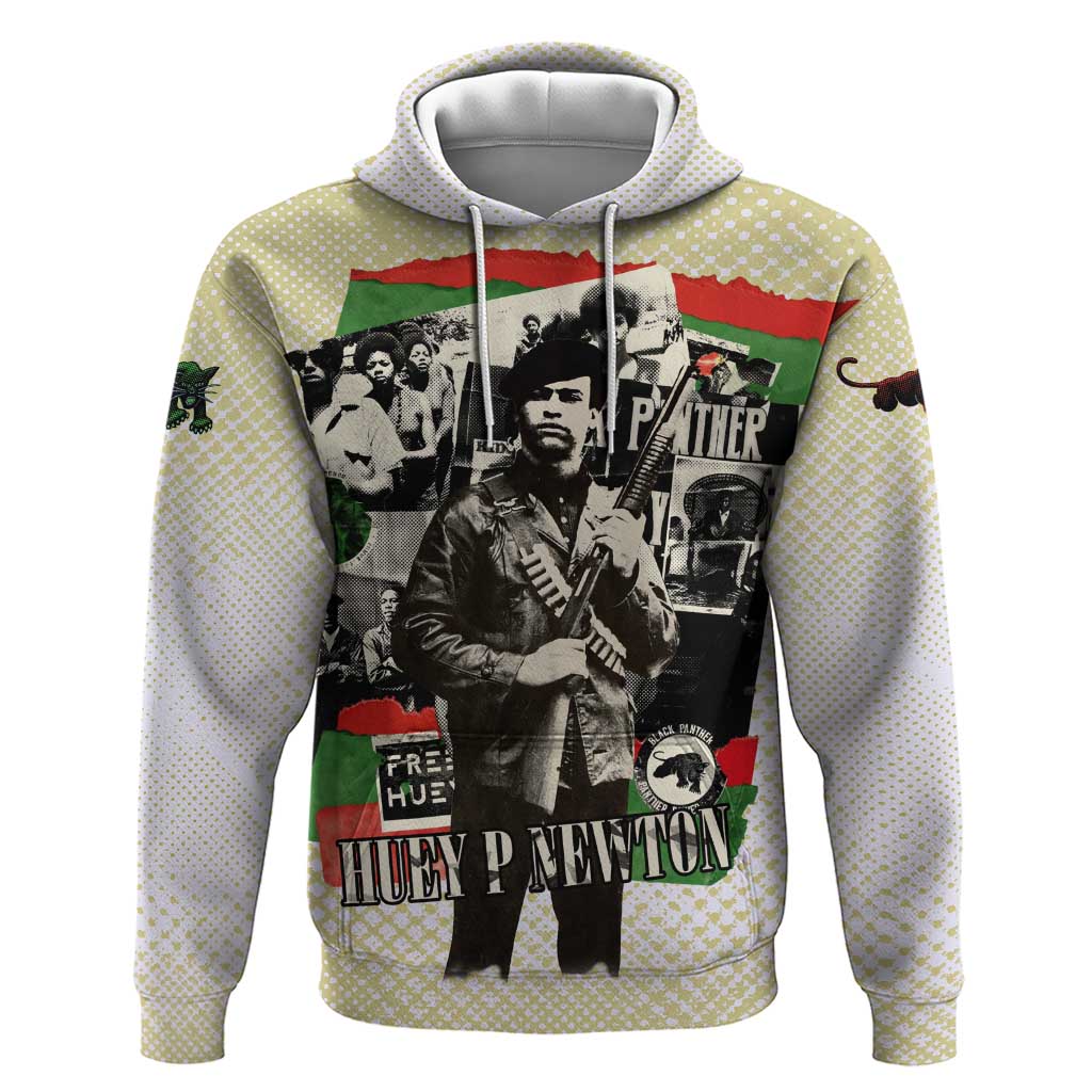 Huey P. Newton Zip Hoodie Black Panther Collage Design Civil Rights Movement Theme Revolutionary Tribute - African Pride