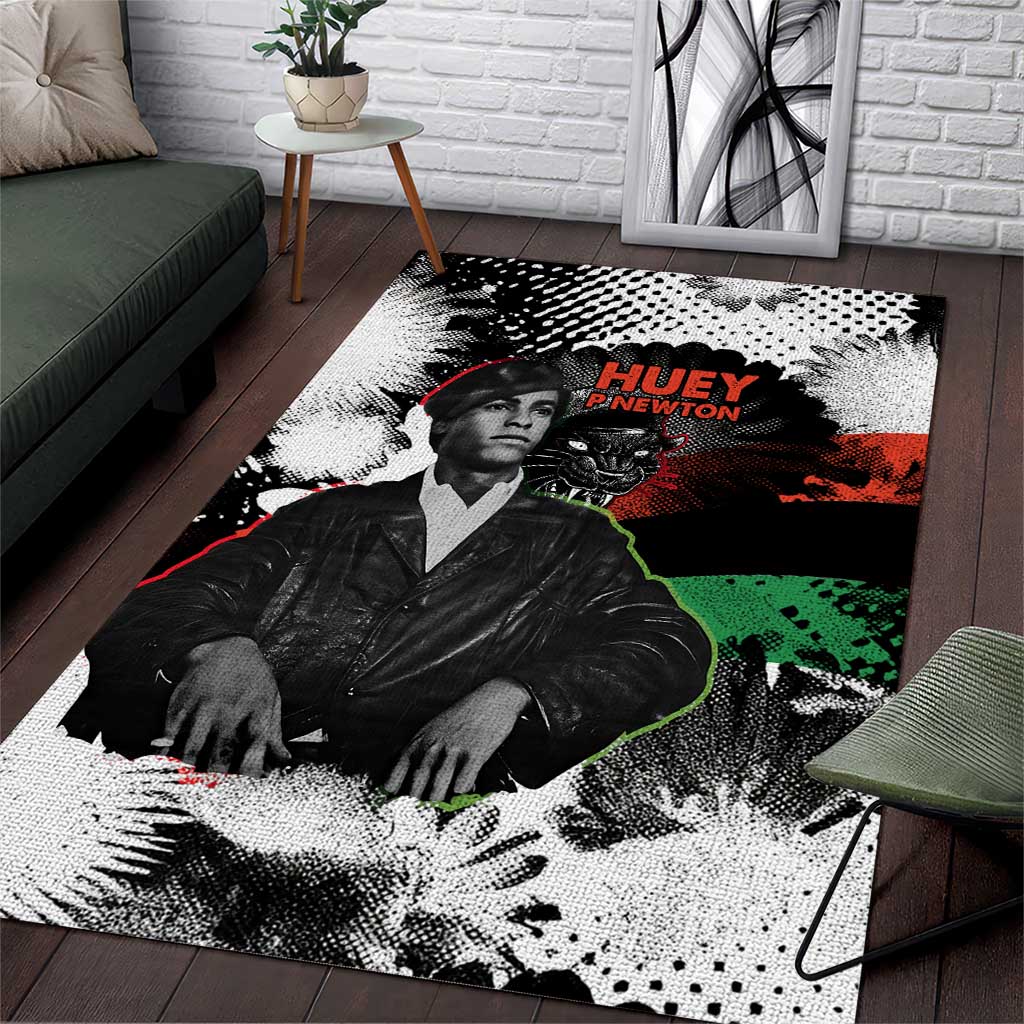 Huey P. Newton Area Rug Revolutionary Portrait - Panther Graphic Surrender to the Revolution Quote - African Pride