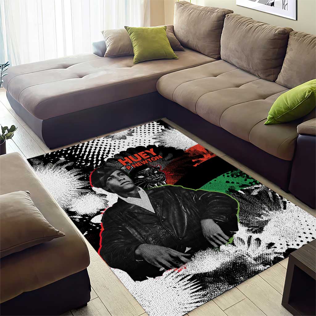 Huey P. Newton Area Rug Revolutionary Portrait - Panther Graphic Surrender to the Revolution Quote - African Pride