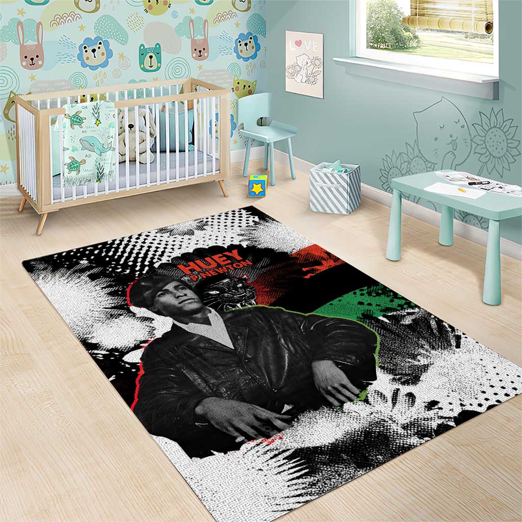 Huey P. Newton Area Rug Revolutionary Portrait - Panther Graphic Surrender to the Revolution Quote - African Pride