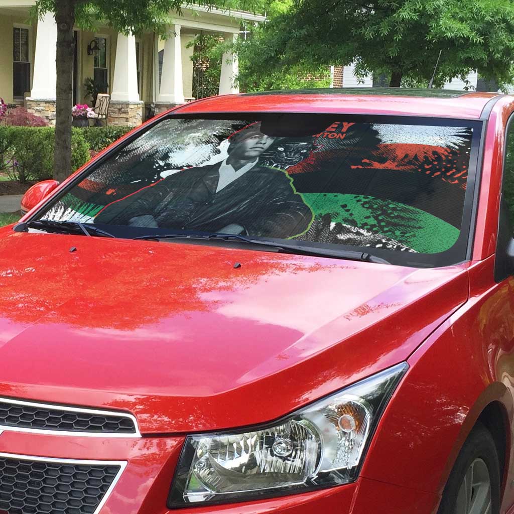 Huey P. Newton Auto Sun Shade Revolutionary Portrait - Panther Graphic Surrender to the Revolution Quote - African Pride