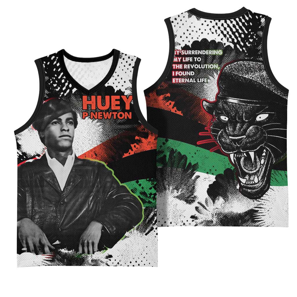 Huey P. Newton Basketball Jersey Revolutionary Portrait - Panther Graphic Surrender to the Revolution Quote - African Pride