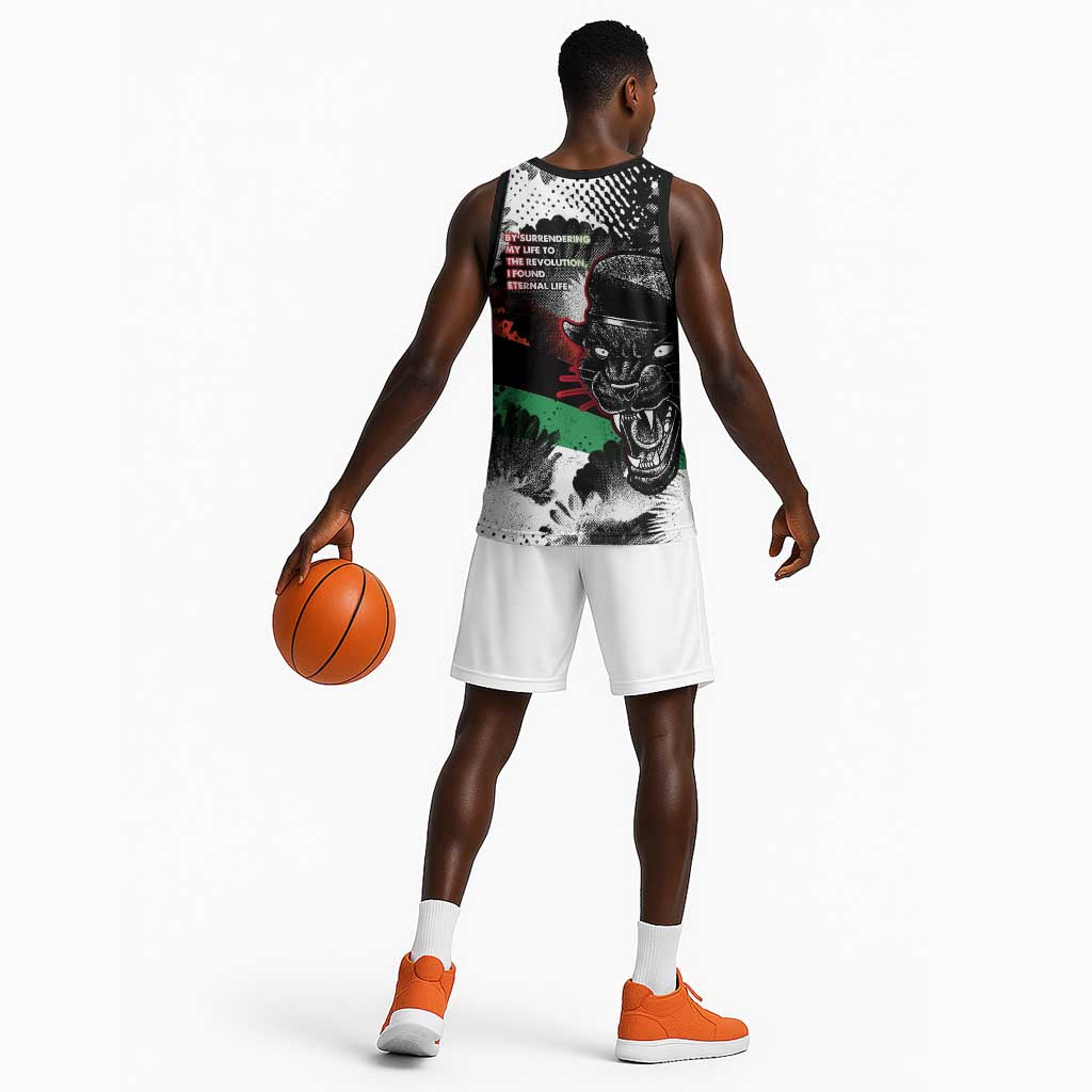 Huey P. Newton Basketball Jersey Revolutionary Portrait - Panther Graphic Surrender to the Revolution Quote - African Pride