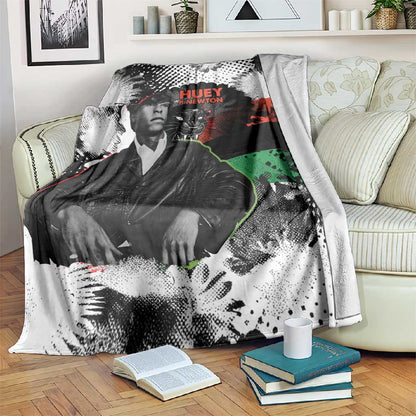 Huey P. Newton Blanket Revolutionary Portrait - Panther Graphic Surrender to the Revolution Quote - African Pride