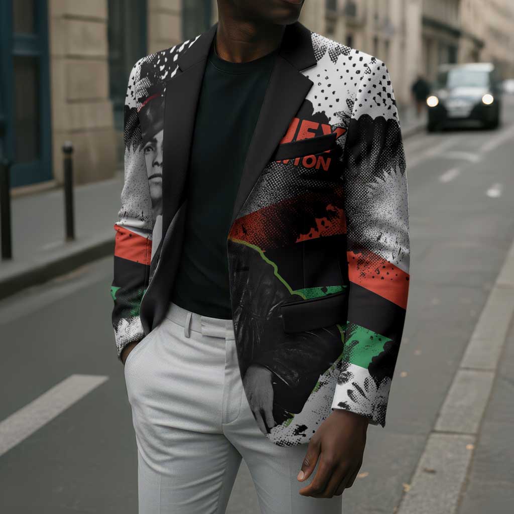 Huey P. Newton Blazer Revolutionary Portrait - Panther Graphic Surrender to the Revolution Quote - African Pride