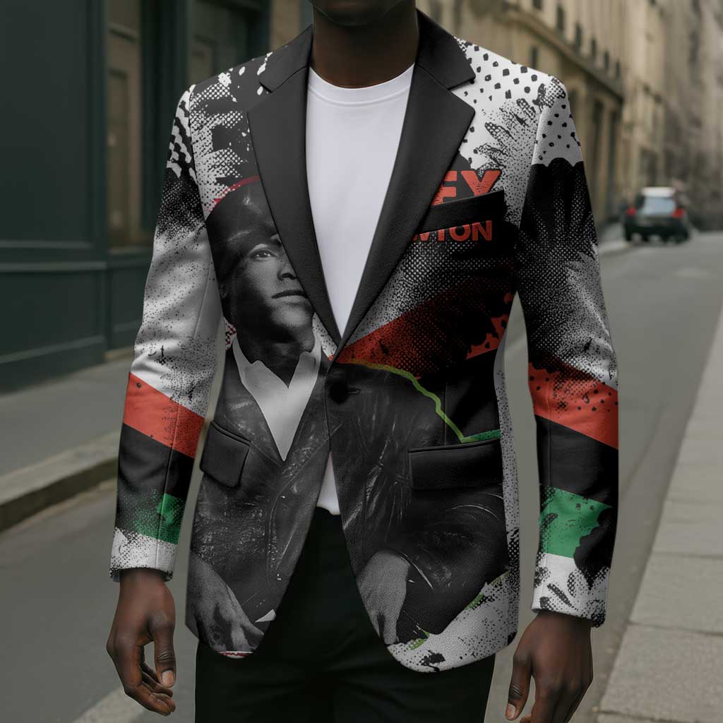 Huey P. Newton Blazer Revolutionary Portrait - Panther Graphic Surrender to the Revolution Quote - African Pride