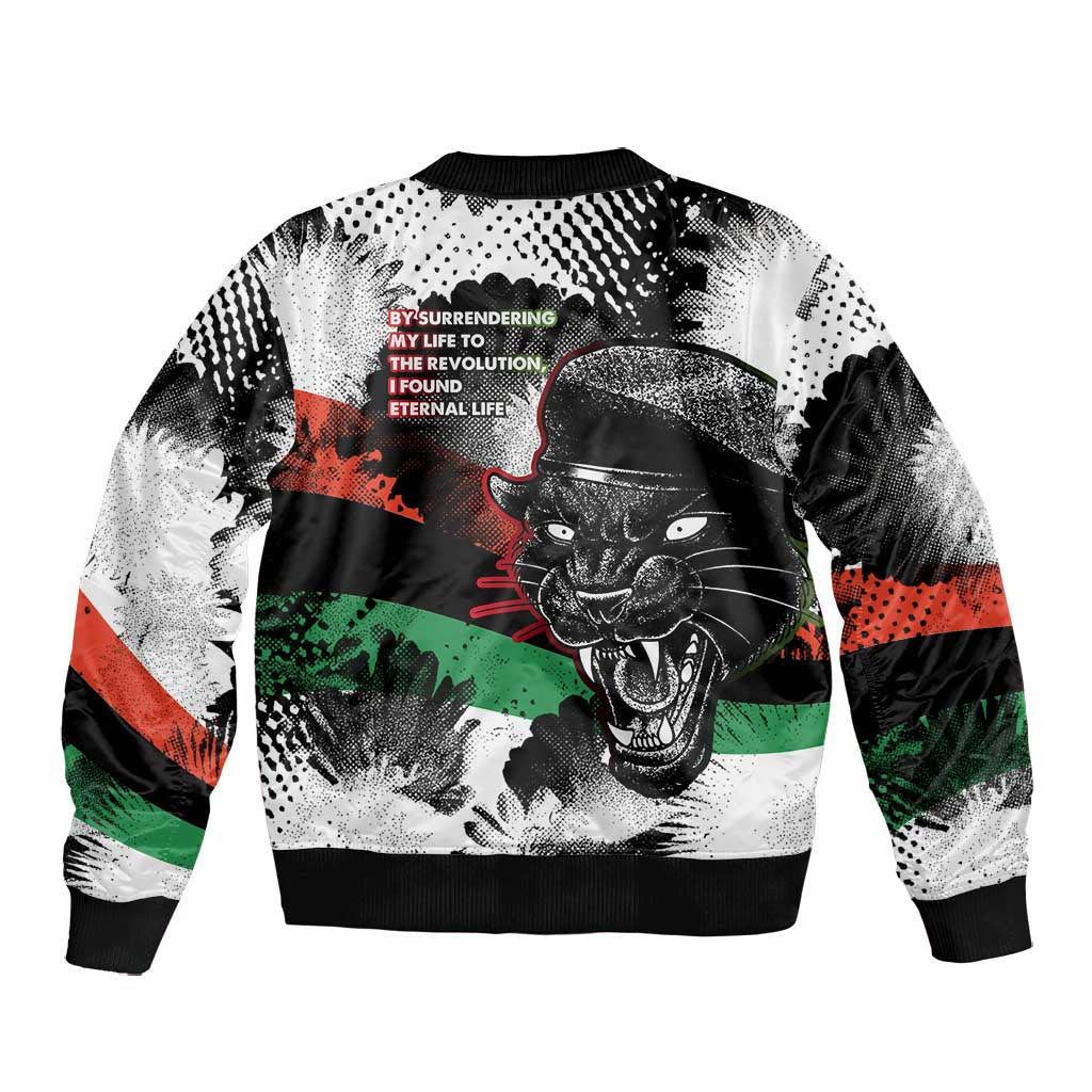 Huey P. Newton Bomber Jacket Revolutionary Portrait - Panther Graphic Surrender to the Revolution Quote - African Pride