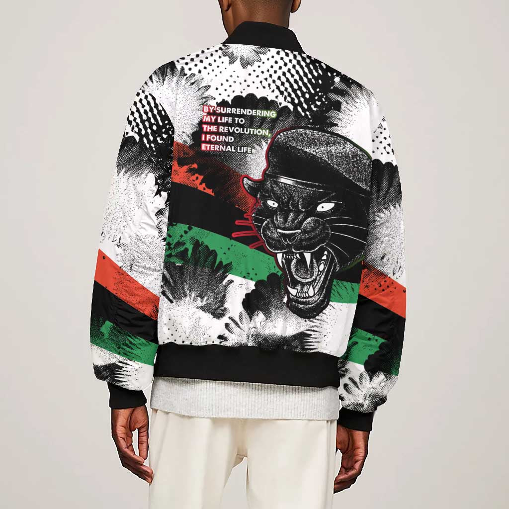 Huey P. Newton Bomber Jacket Revolutionary Portrait - Panther Graphic Surrender to the Revolution Quote - African Pride