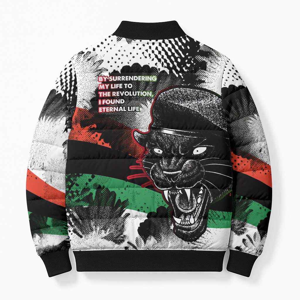 Huey P. Newton Bomber Puffer Jacket Revolutionary Portrait - Panther Graphic Surrender to the Revolution Quote - African Pride