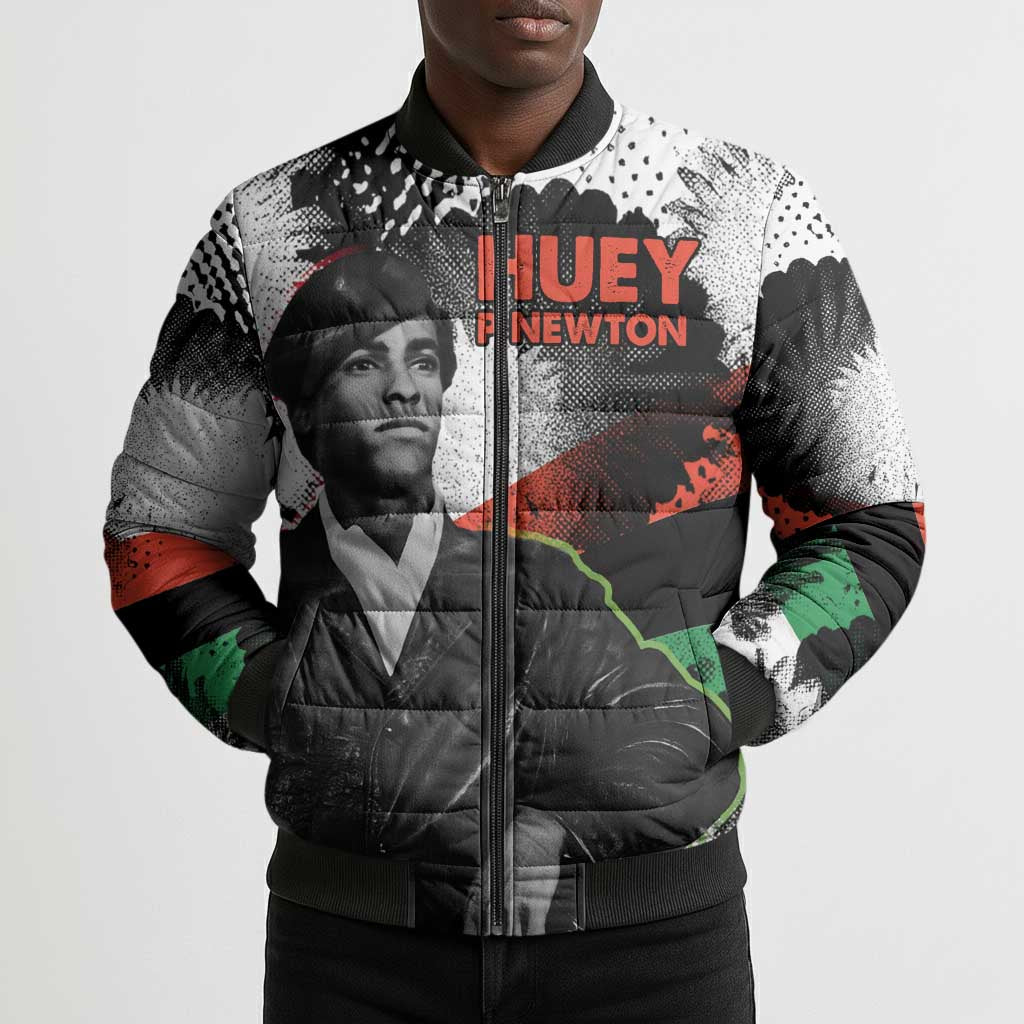 Huey P. Newton Bomber Puffer Jacket Revolutionary Portrait - Panther Graphic Surrender to the Revolution Quote - African Pride