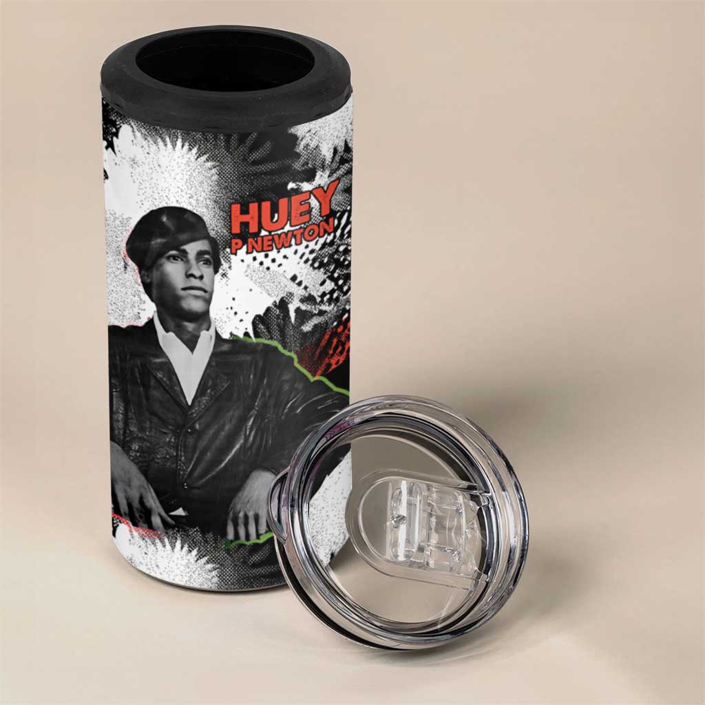 Huey P. Newton 4 in 1 Can Cooler Tumbler Revolutionary Portrait - Panther Graphic Surrender to the Revolution Quote - African Pride