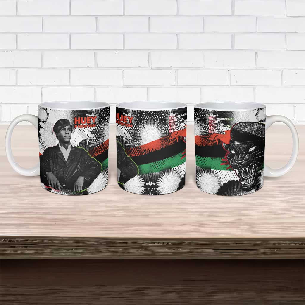 Huey P. Newton Ceramic Mug Revolutionary Portrait - Panther Graphic Surrender to the Revolution Quote - African Pride
